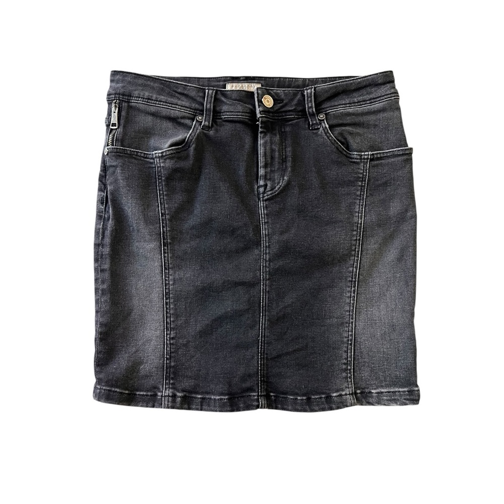 Burberry Brit Black Denim Mini Skirt Zip Back Stretch Y2K Designer US 6